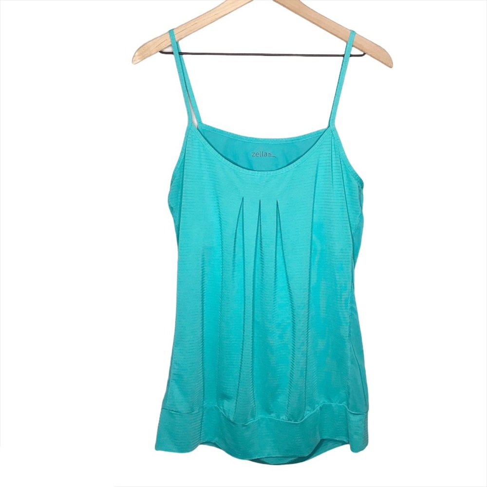 Zella Mesh Open Back Ribbed Tank Top in Blue XL